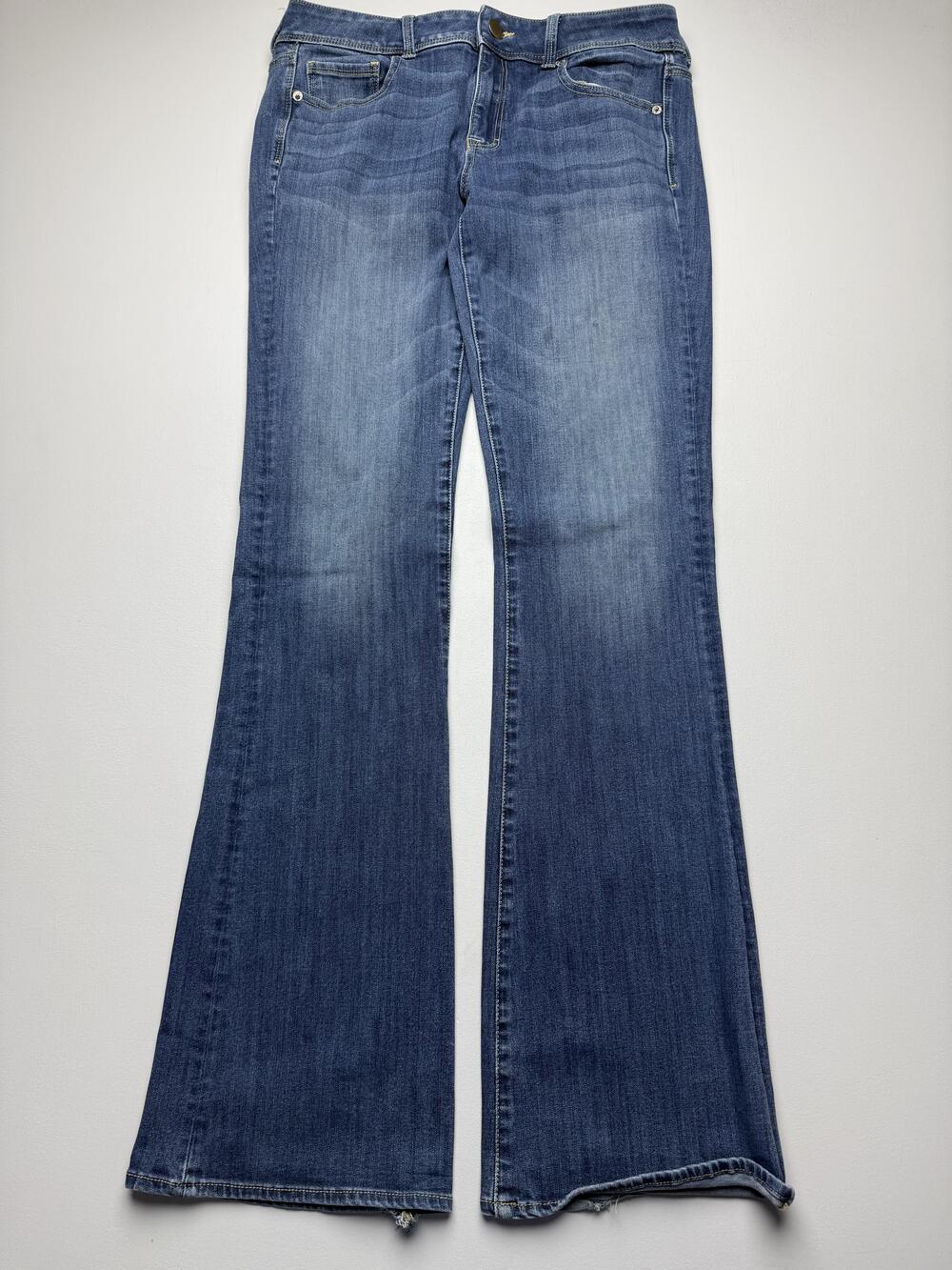 American Eagle Outfitters Jeans Womens 10 X-Long Blue Kickboot Distressed Flare